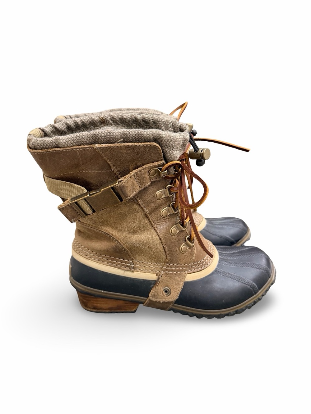 Sorel Kids Brown and Navy Lace-Up Waterproof Winter Boots